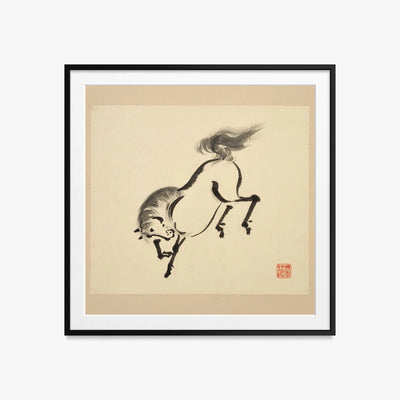 Libro Illustrato dei Cavalli, Tav. 4 - Tsurusawa Tansaku, opera di Tsurusawa Tansaku (Ukiyo-e), stampa con passepartout e cornice nera, 60x60cm