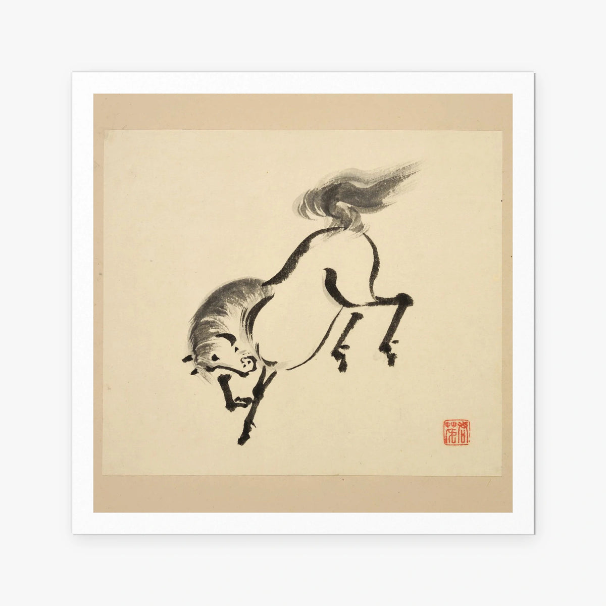 Libro dei Cavalli, Tav. 4 - Tsurusawa Tansaku, opera di Tsurusawa Tansaku (Ukiyo-e), stampa artistica su carta, 80x80cm