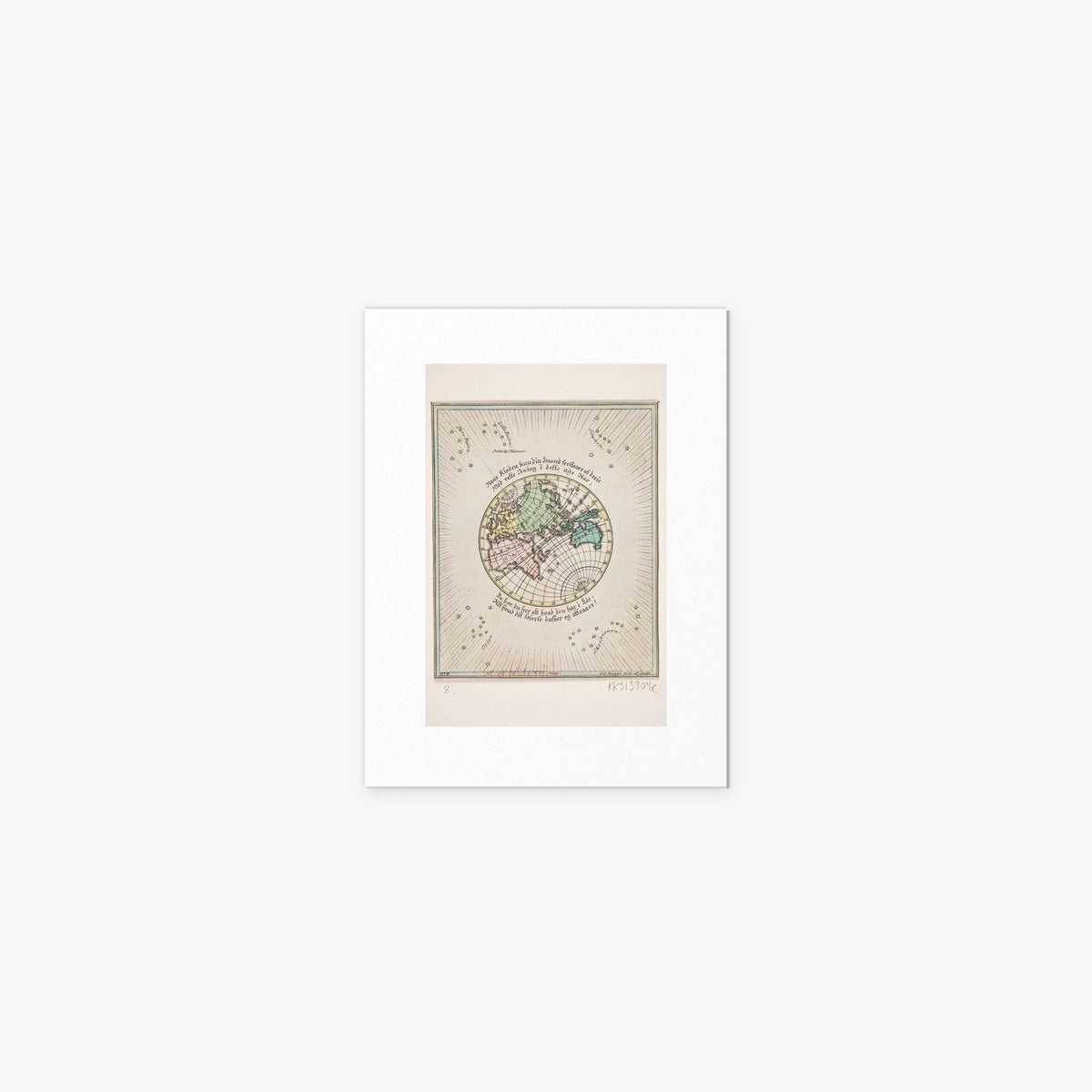 Mappa del Mondo con Poesie - Oluf Olufsen Bagge, opera di Oluf Olufsen Bagge (Illustrazione), stampa artistica su carta, 30x40cm