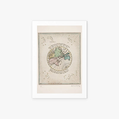 Mappa del Mondo con Poesie - Oluf Olufsen Bagge, opera di Oluf Olufsen Bagge (Illustrazione), stampa artistica su carta, 60x85cm
