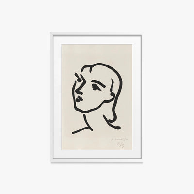 Nadia dai Capelli Lisci - Henri Matisse, opera di Henri Matisse (Art Déco), stampa con passepartout e cornice bianca, 50x70cm
