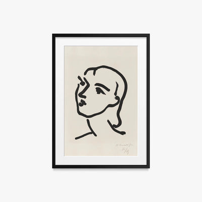 Nadia dai Capelli Lisci - Henri Matisse, opera di Henri Matisse (Art Déco), stampa con passepartout e cornice nera, 50x70cm