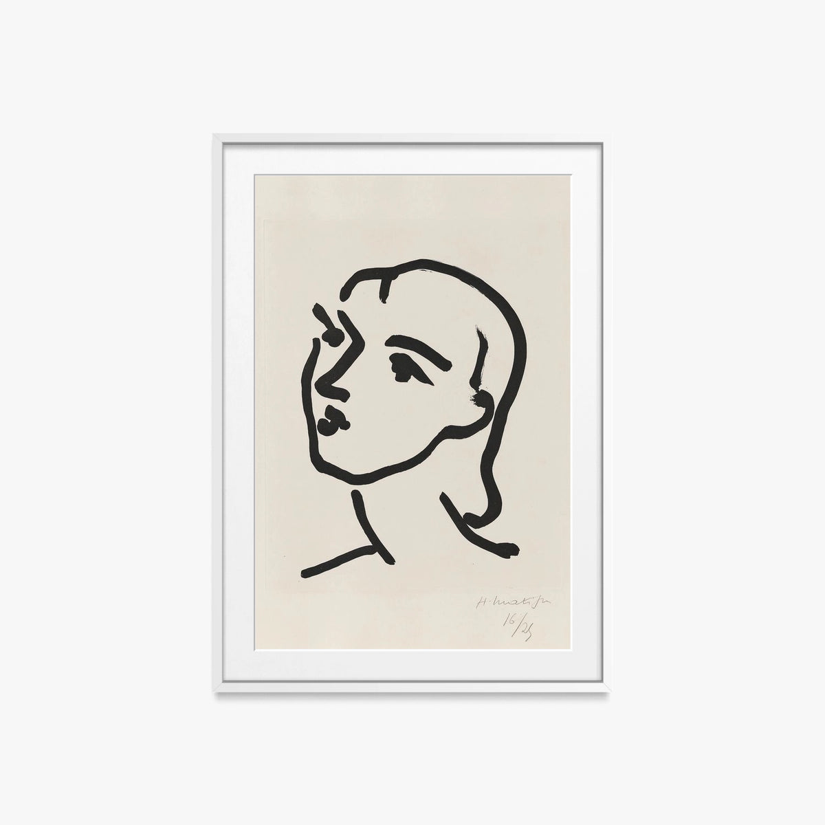 Nadia dai Capelli Lisci - Henri Matisse, opera di Henri Matisse (Art Déco), stampa con passepartout e cornice bianca, 60x85cm