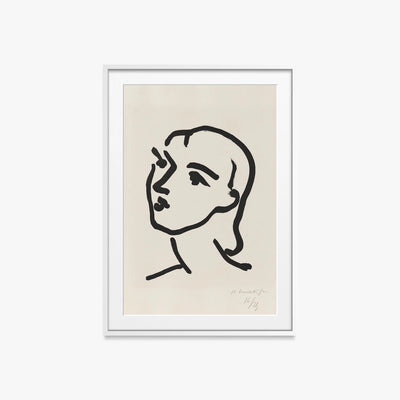 Nadia dai Capelli Lisci - Henri Matisse, opera di Henri Matisse (Art Déco), stampa con passepartout e cornice bianca, 60x85cm