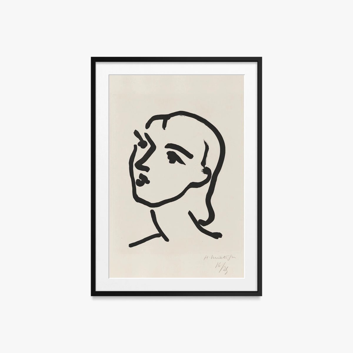Nadia dai Capelli Lisci - Henri Matisse, opera di Henri Matisse (Art Déco), stampa con passepartout e cornice nera, 60x85cm