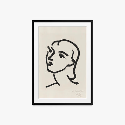 Nadia dai Capelli Lisci - Henri Matisse, opera di Henri Matisse (Art Déco), stampa con passepartout e cornice nera, 60x85cm