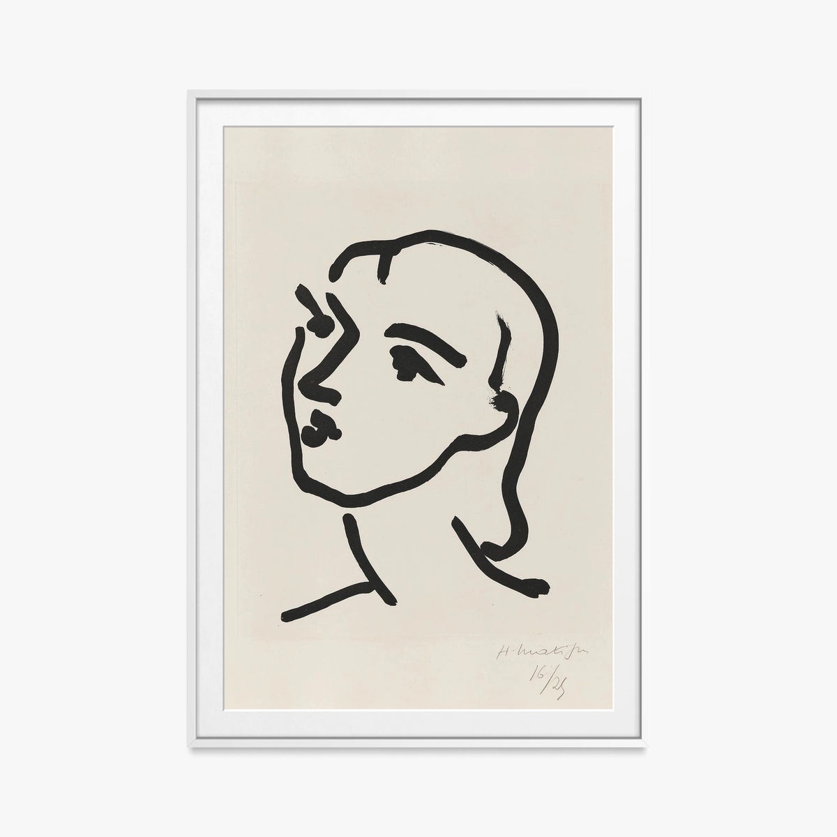 Nadia dai Capelli Lisci - Henri Matisse, opera di Henri Matisse (Art Déco), stampa con passepartout e cornice bianca, 80x115cm