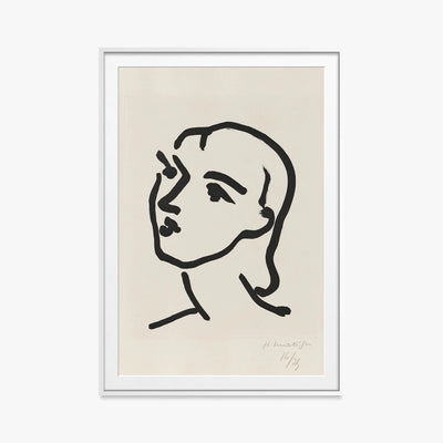 Nadia dai Capelli Lisci - Henri Matisse, opera di Henri Matisse (Art Déco), stampa con passepartout e cornice bianca, 80x115cm