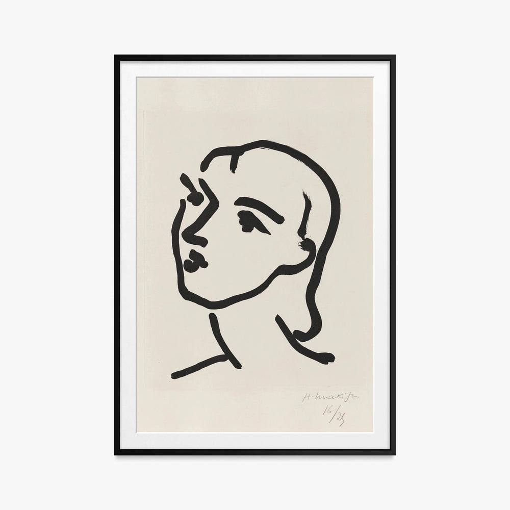 Nadia dai Capelli Lisci - Henri Matisse, opera di Henri Matisse (Art Déco), stampa con passepartout e cornice nera, 80x115cm