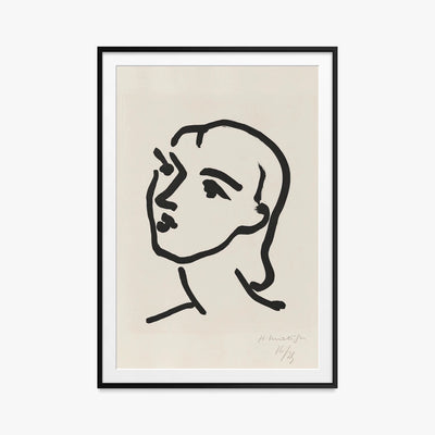 Nadia dai Capelli Lisci - Henri Matisse, opera di Henri Matisse (Art Déco), stampa con passepartout e cornice nera, 80x115cm
