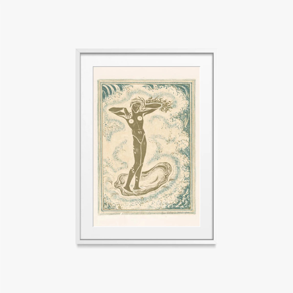 Nascita di Venere - Richard Nicolaüs Roland Holst, opera di Richard Nicolaüs Roland Holst (Art Nouveau), stampa con passepartout e cornice bianca, 50x70cm