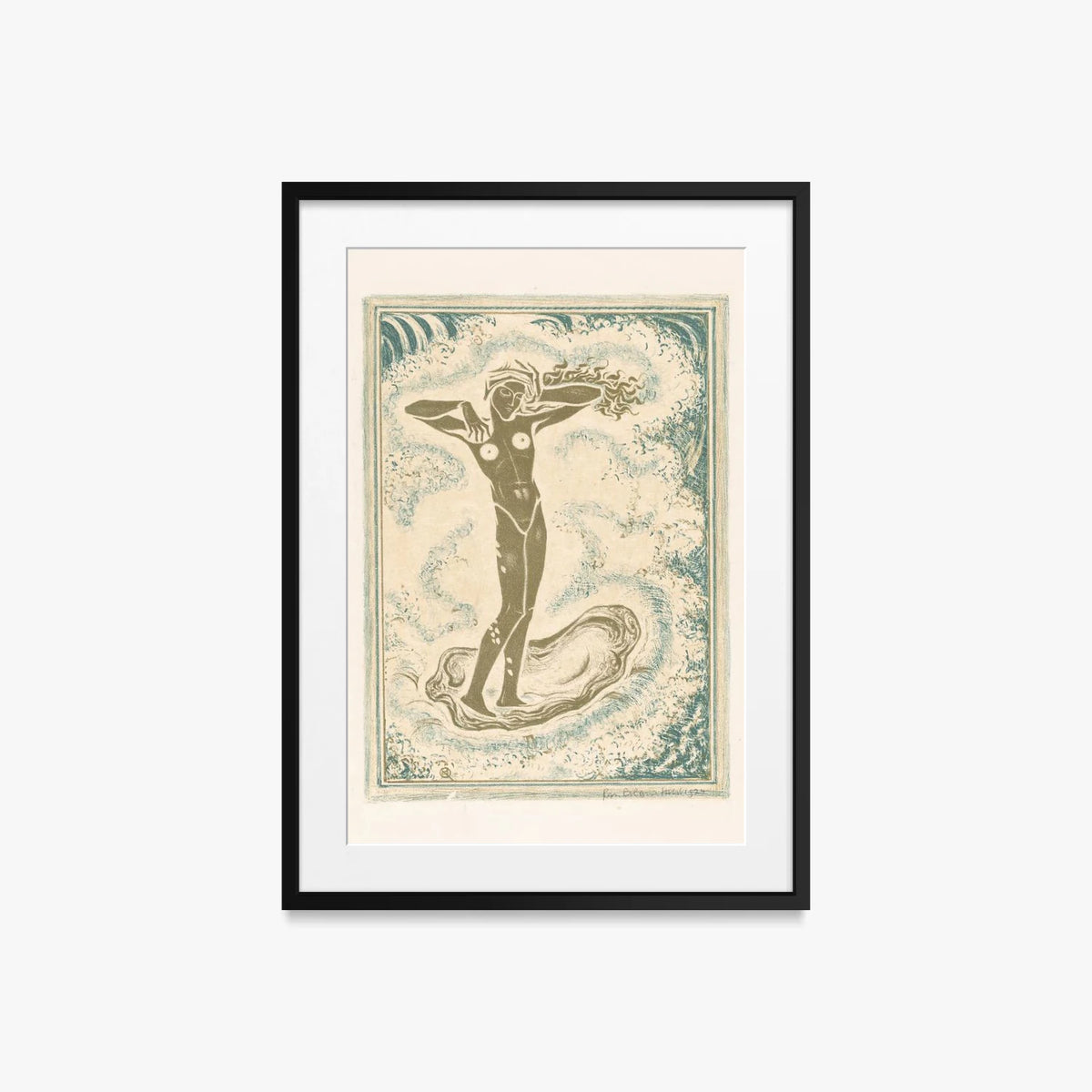Nascita di Venere - Richard Nicolaüs Roland Holst, opera di Richard Nicolaüs Roland Holst (Art Nouveau), stampa con passepartout e cornice nera, 50x70cm