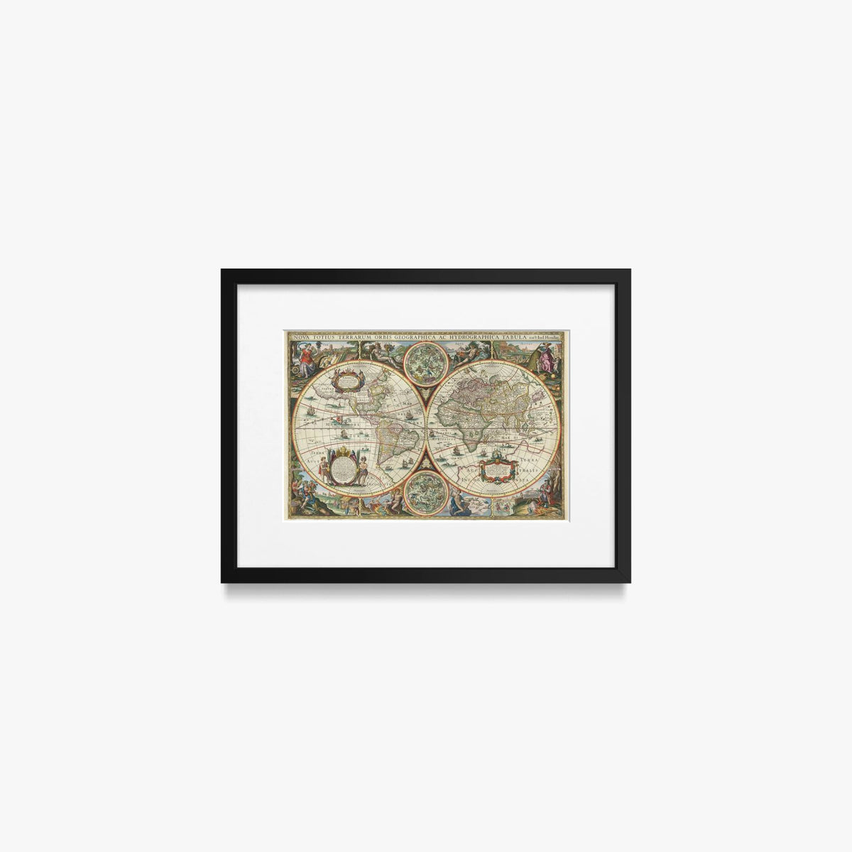 Nova Totius Terrarum Orbis Tabula - Melchior Tavernier II, opera di Melchior Tavernier II (Illustrazione), stampa con passepartout e cornice nera, 40x30cm