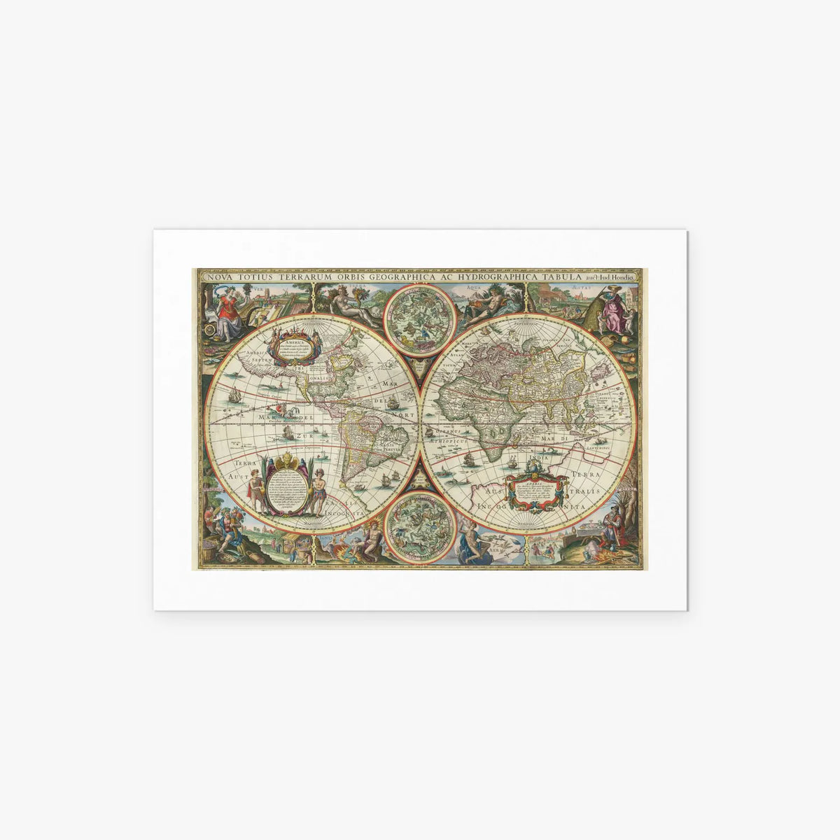 Nova Totius Terrarum Orbis Tabula - Melchior Tavernier II, opera di Melchior Tavernier II (Illustrazione), stampa artistica su carta, 70x50cm