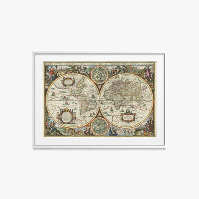 Nova Totius Terrarum Orbis Tabula - Melchior Tavernier II, opera di Melchior Tavernier II (Illustrazione), stampa con passepartout e cornice bianca, 85x60cm
