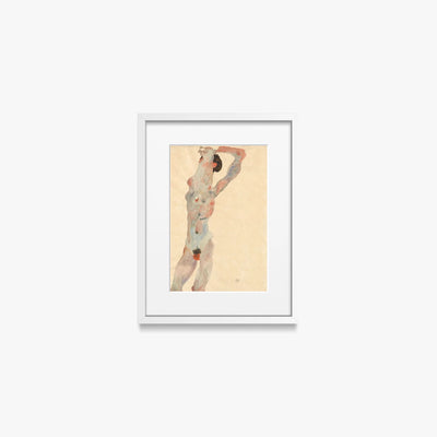 Nudo Maschile - Egon Schiele, opera di Egon Schiele (Espressionismo), stampa con passepartout e cornice bianca, 30x40cm