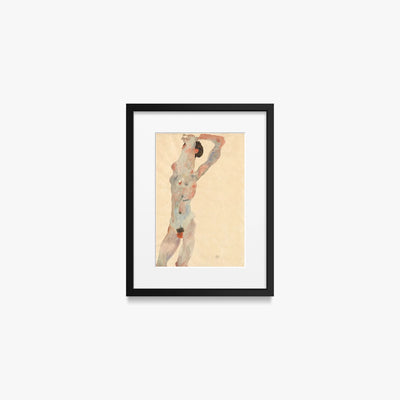 Nudo Maschile - Egon Schiele, opera di Egon Schiele (Espressionismo), stampa con passepartout e cornice nera, 30x40cm