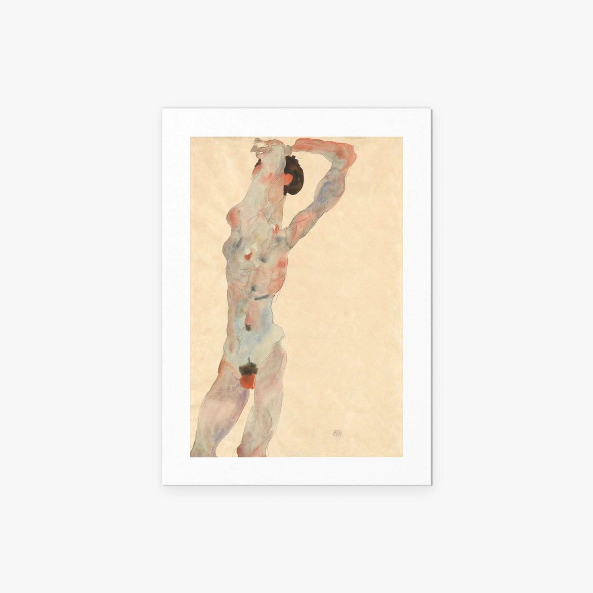 Nudo Maschile - Egon Schiele, opera di Egon Schiele (Espressionismo), stampa artistica su carta, 50x70cm