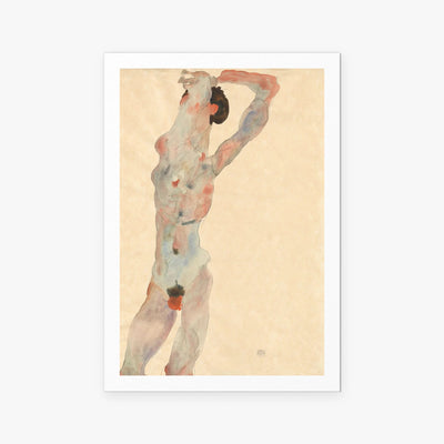 Nudo Maschile - Egon Schiele, opera di Egon Schiele (Espressionismo), stampa artistica su carta, 80x115cm