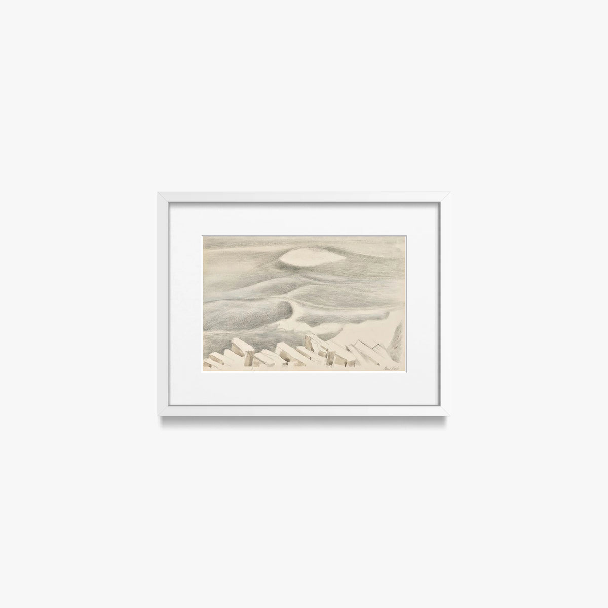 Onde - Paul Nash, opera di Paul Nash (Surrealismo), stampa con passepartout e cornice bianca, 40x30cm