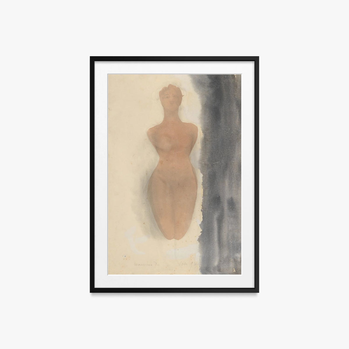 Origine del Vaso Greco - Auguste Rodin, opera di Auguste Rodin (Classici), stampa con passepartout e cornice nera, 60x85cm