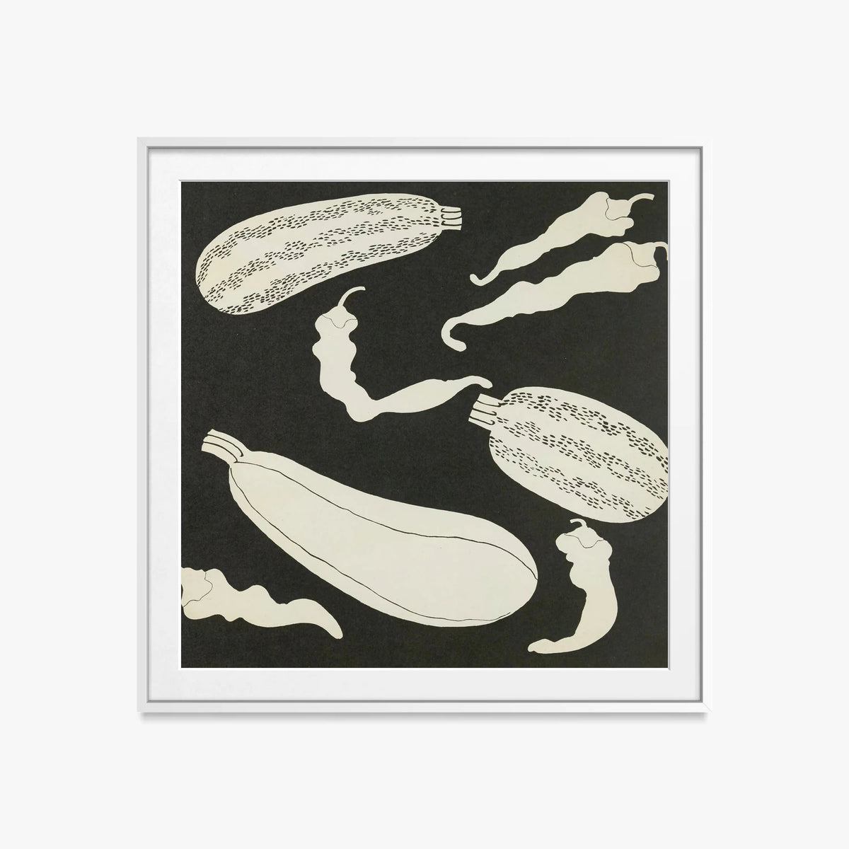 Ortaggi, Tav. 10 - Elena Pavlovna Gertik, opera di Elena Pavlovna Gertik (Illustrazione), stampa con passepartout e cornice bianca, 60x60cm