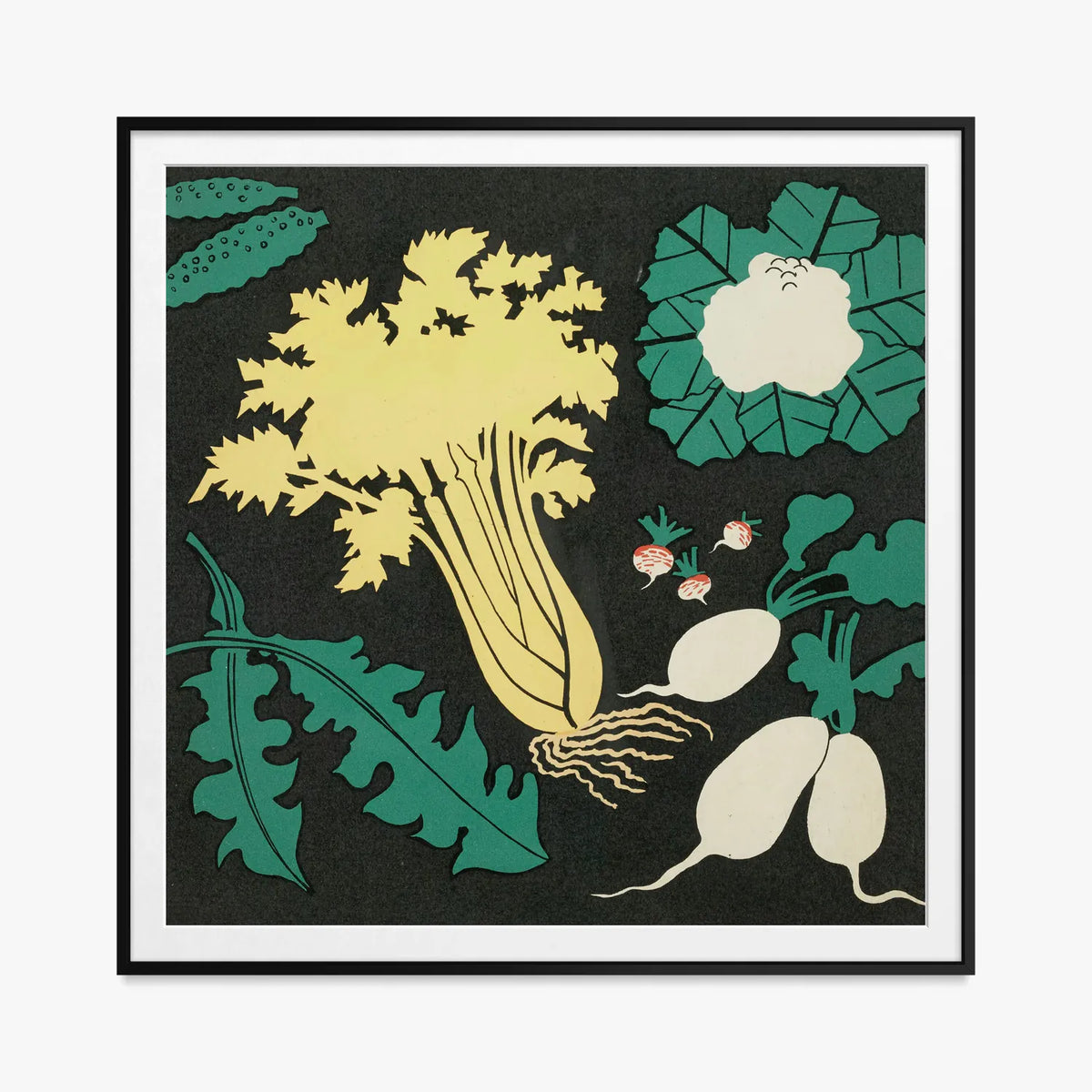Ortaggi, Tav. 15 - Elena Pavlovna Gertik, opera di Elena Pavlovna Gertik (Illustrazione), stampa con passepartout e cornice nera, 80x80cm