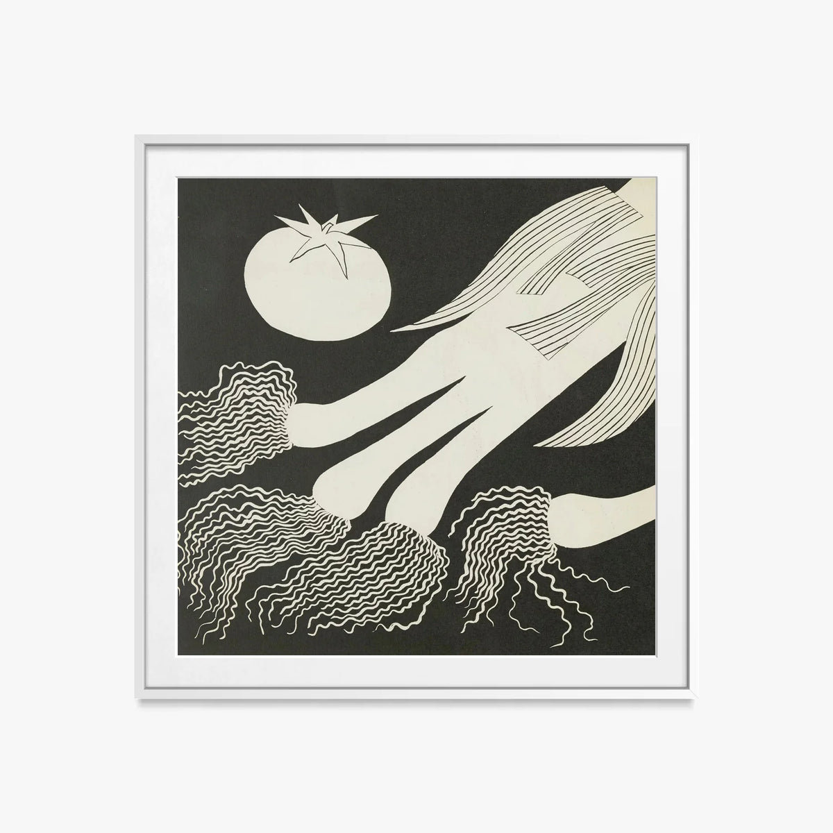 Ortaggi, Tav. 6 - Elena Pavlovna Gertik, opera di Elena Pavlovna Gertik (Illustrazione), stampa con passepartout e cornice bianca, 60x60cm