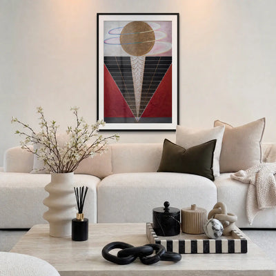 Pala d'Altare n. 2, Gruppo X - Hilma af Klint, opera di Hilma af Klint: stampa con passepartout e cornice nera 80x115cm appesa in soggiorno sopra il divano