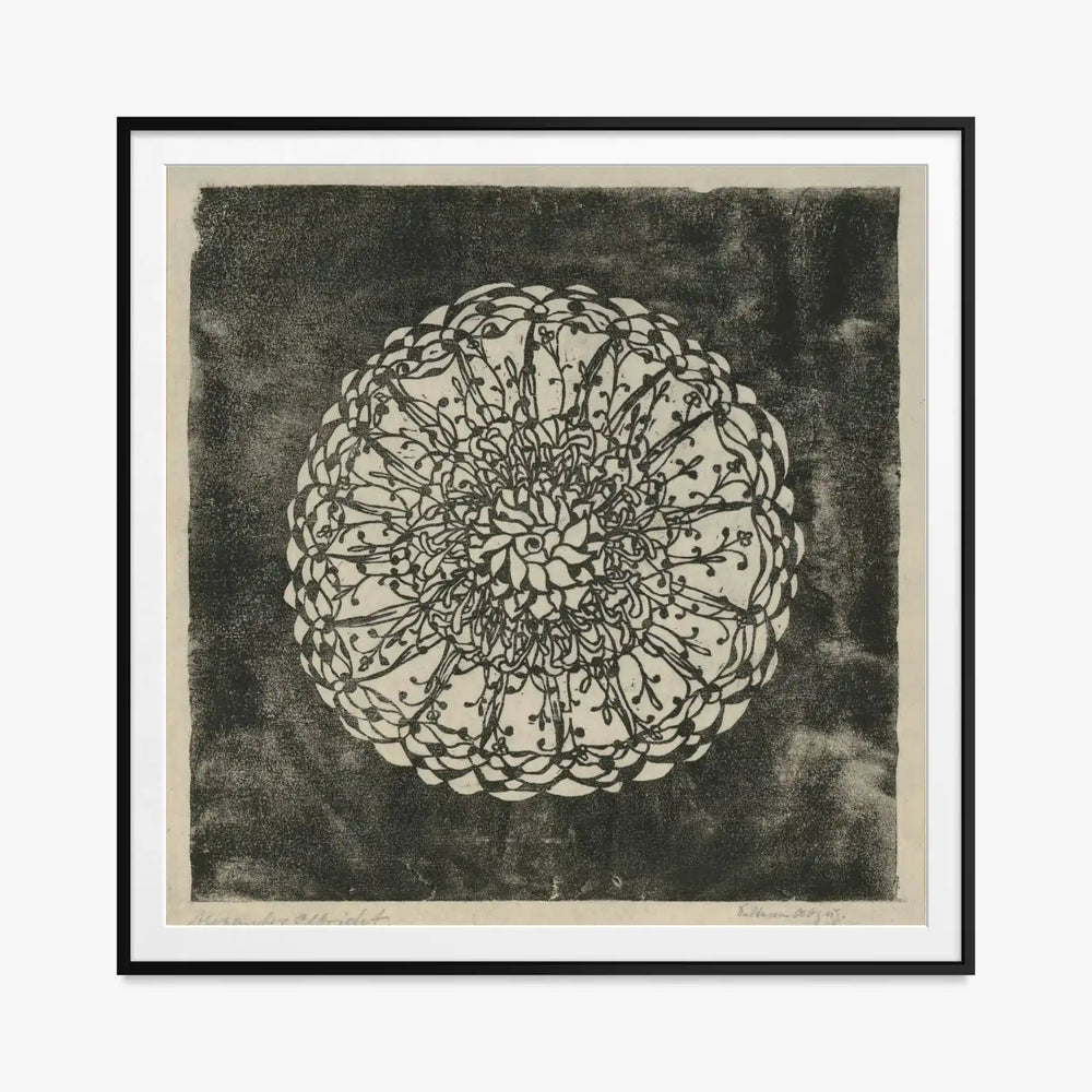 Piante e Ornamento Vegetale - Alexander Olbricht, opera di Alexander Olbricht (Art Nouveau), stampa con passepartout e cornice nera, 80x80cm
