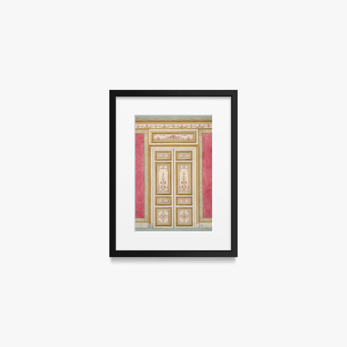 Porta Doppia in Stile Rococò - Jules-Edmond-Charles Lachaise, opera di Jules-Edmond-Charles Lachaise (Classici), stampa con passepartout e cornice nera, 30x40cm