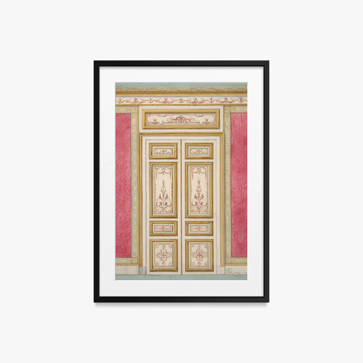 Porta Doppia in Stile Rococò - Jules-Edmond-Charles Lachaise, opera di Jules-Edmond-Charles Lachaise (Classici), stampa con passepartout e cornice nera, 50x70cm
