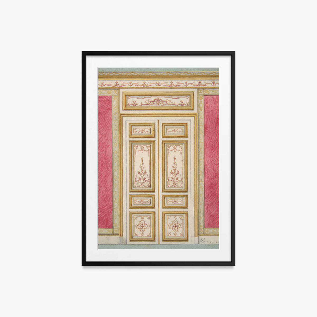Porta Doppia in Stile Rococò - Jules-Edmond-Charles Lachaise, opera di Jules-Edmond-Charles Lachaise (Classici), stampa con passepartout e cornice nera, 60x85cm