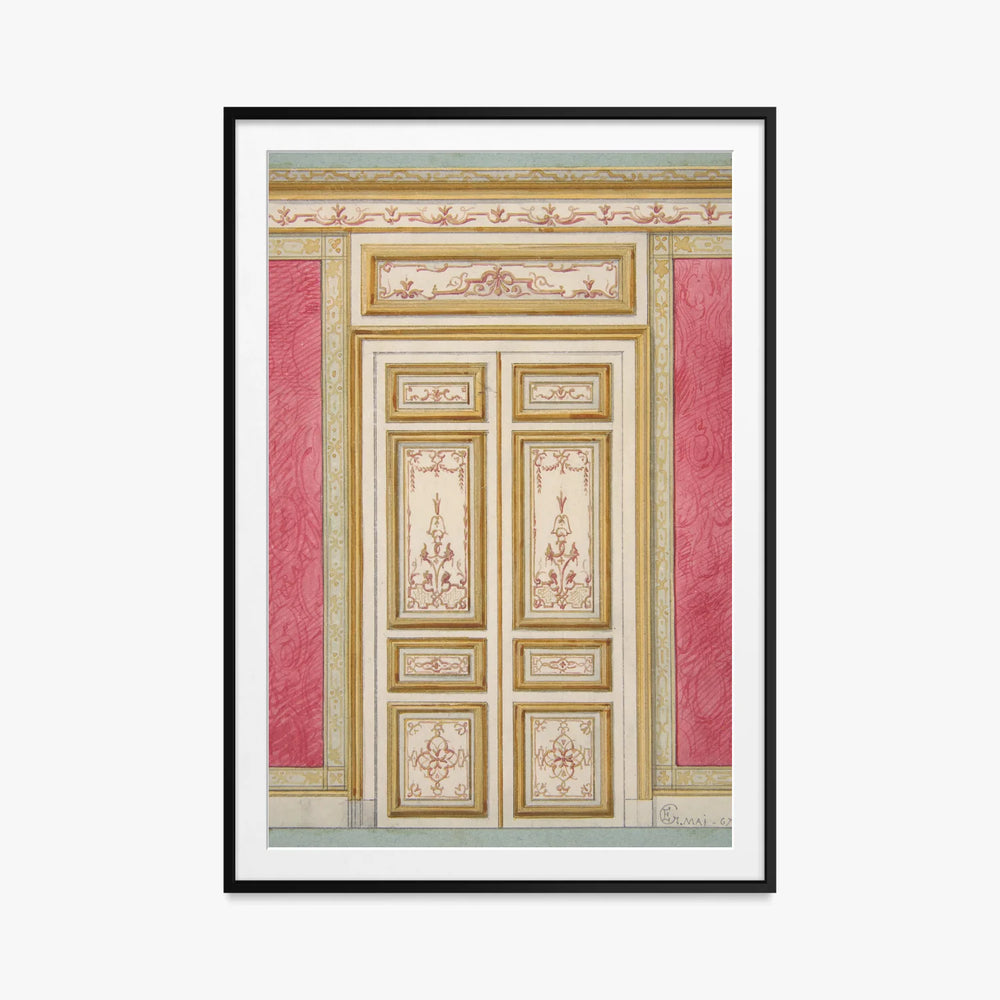Porta Doppia in Stile Rococò - Jules-Edmond-Charles Lachaise, opera di Jules-Edmond-Charles Lachaise (Classici), stampa con passepartout e cornice nera, 80x115cm