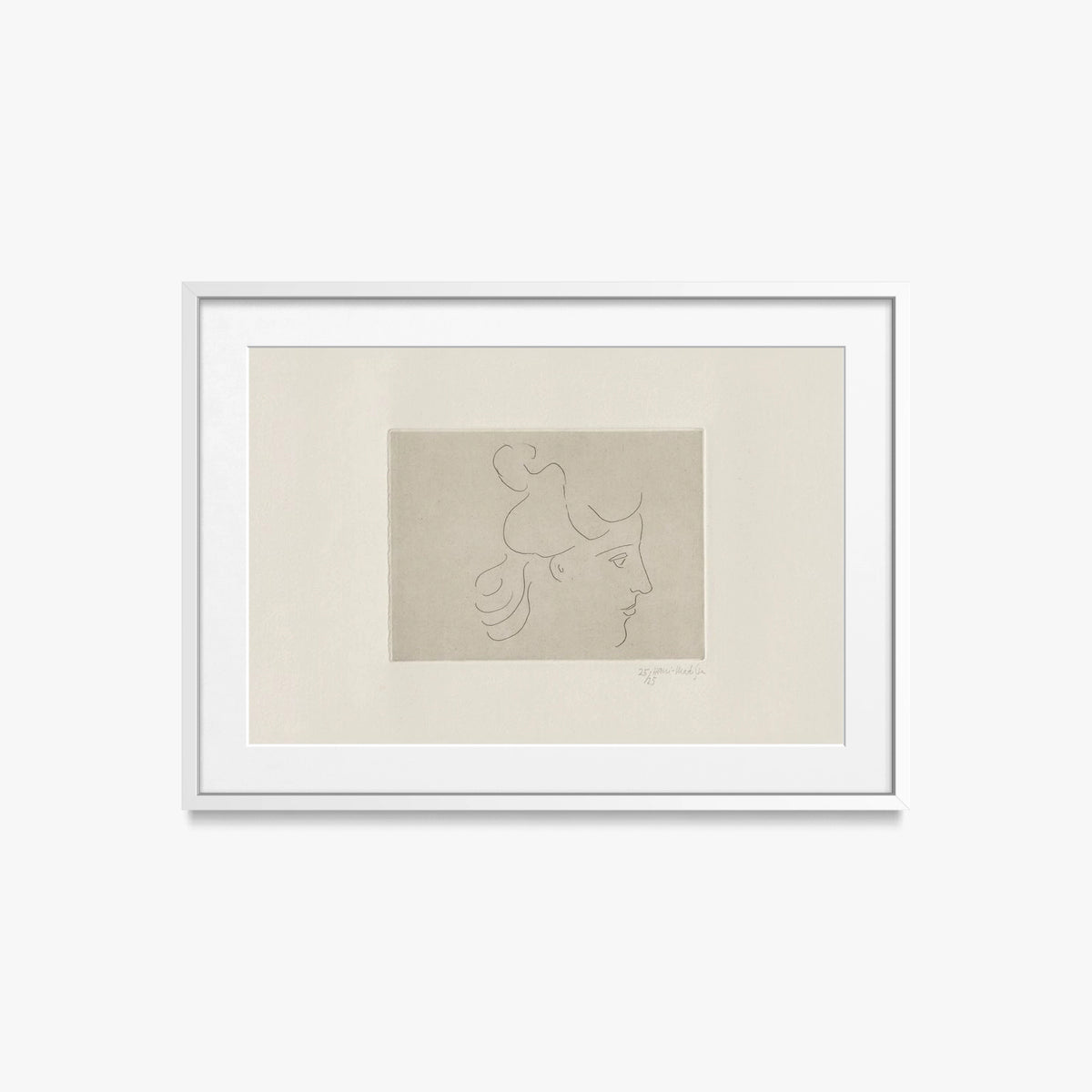 Profilo di Fanciulla Pettinata alla Greca - Henri Matisse, opera di Henri Matisse (Art Déco), stampa con passepartout e cornice bianca, 70x50cm