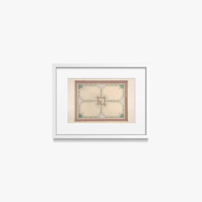 Progetto per un Soffitto con Motivi Floreali e Bordura a Greca - Jules-Edmond-Charles Lachaise, opera di Jules-Edmond-Charles Lachaise (Classici), stampa con passepartout e cornice bianca, 40x30cm