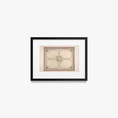 Progetto per un Soffitto con Motivi Floreali e Bordura a Greca - Jules-Edmond-Charles Lachaise, opera di Jules-Edmond-Charles Lachaise (Classici), stampa con passepartout e cornice nera, 40x30cm