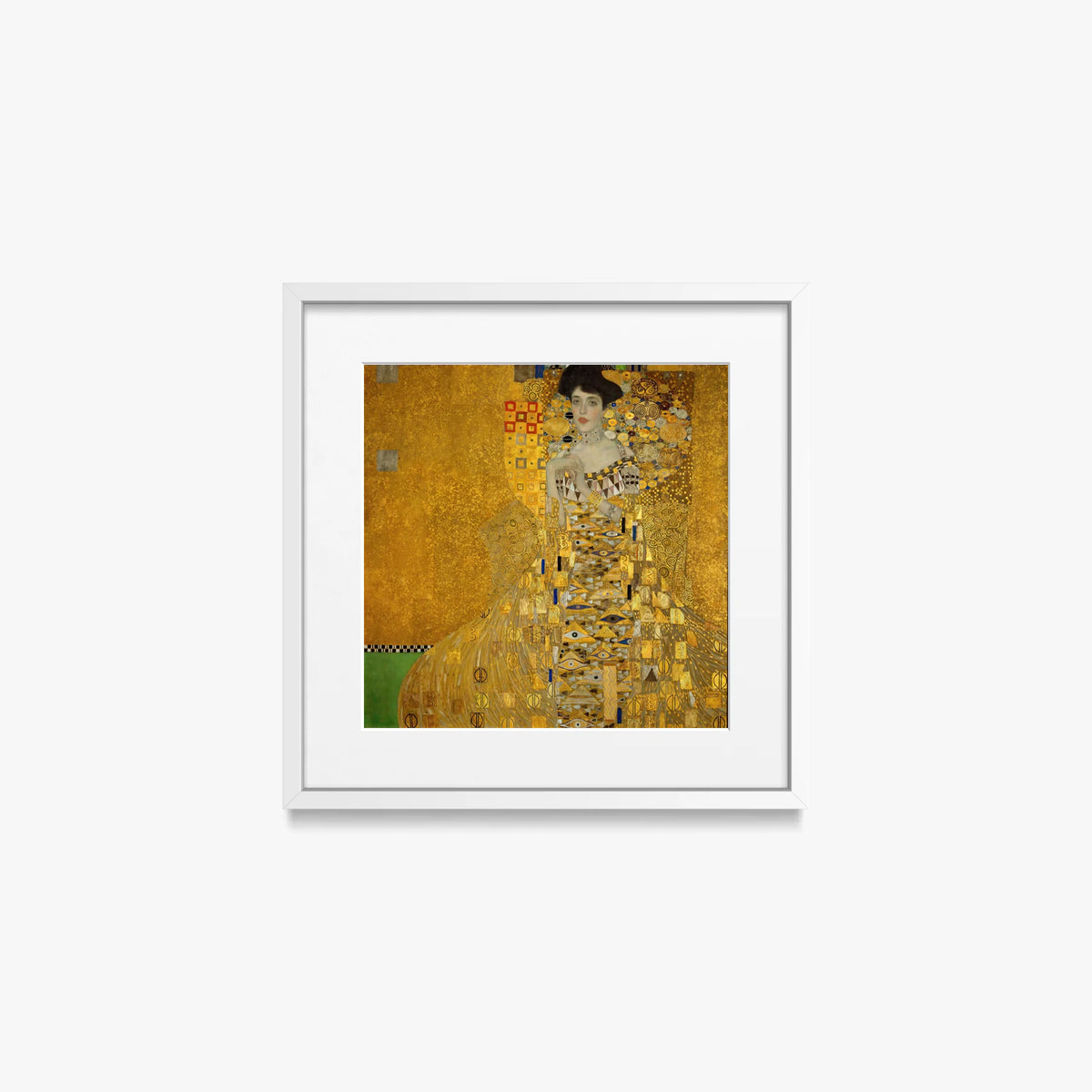 Ritratto di Adele Bloch-Bauer I - Gustav Klimt, opera di Gustav Klimt (Secessione Viennese), stampa con passepartout e cornice bianca, 40x40cm
