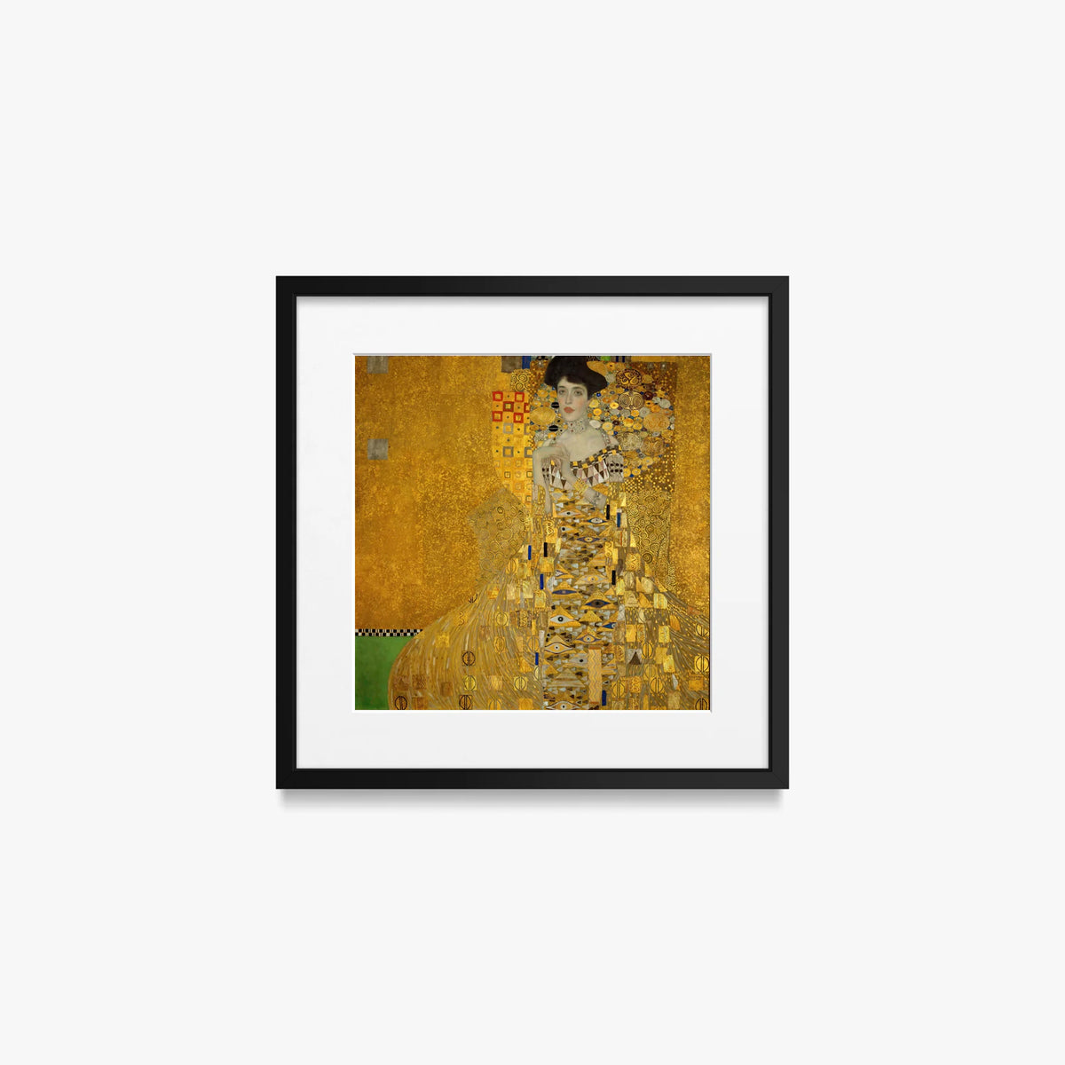 Ritratto di Adele Bloch-Bauer I - Gustav Klimt, opera di Gustav Klimt (Secessione Viennese), stampa con passepartout e cornice nera, 40x40cm