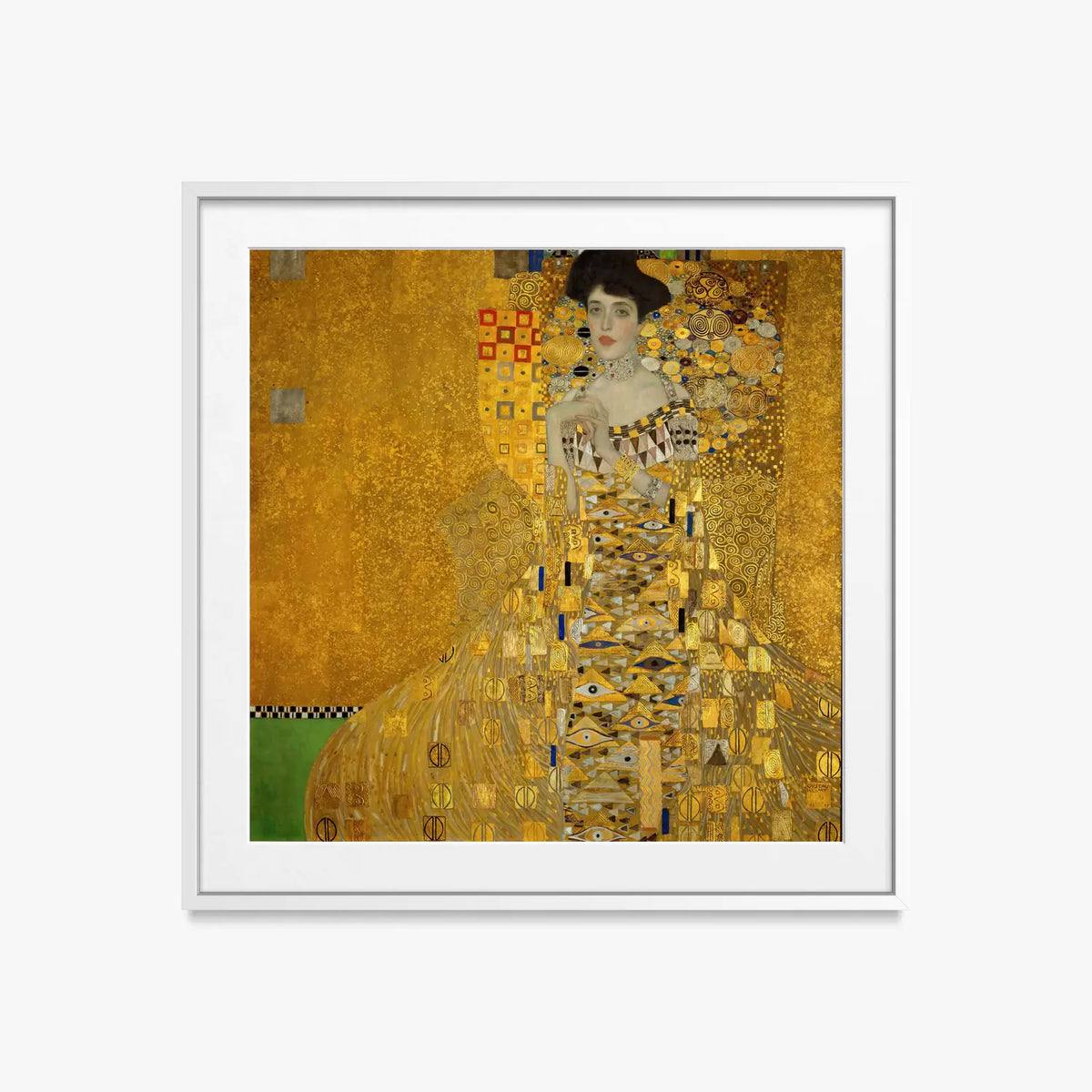 Ritratto di Adele Bloch-Bauer I - Gustav Klimt, opera di Gustav Klimt (Secessione Viennese), stampa con passepartout e cornice bianca, 50x50cm