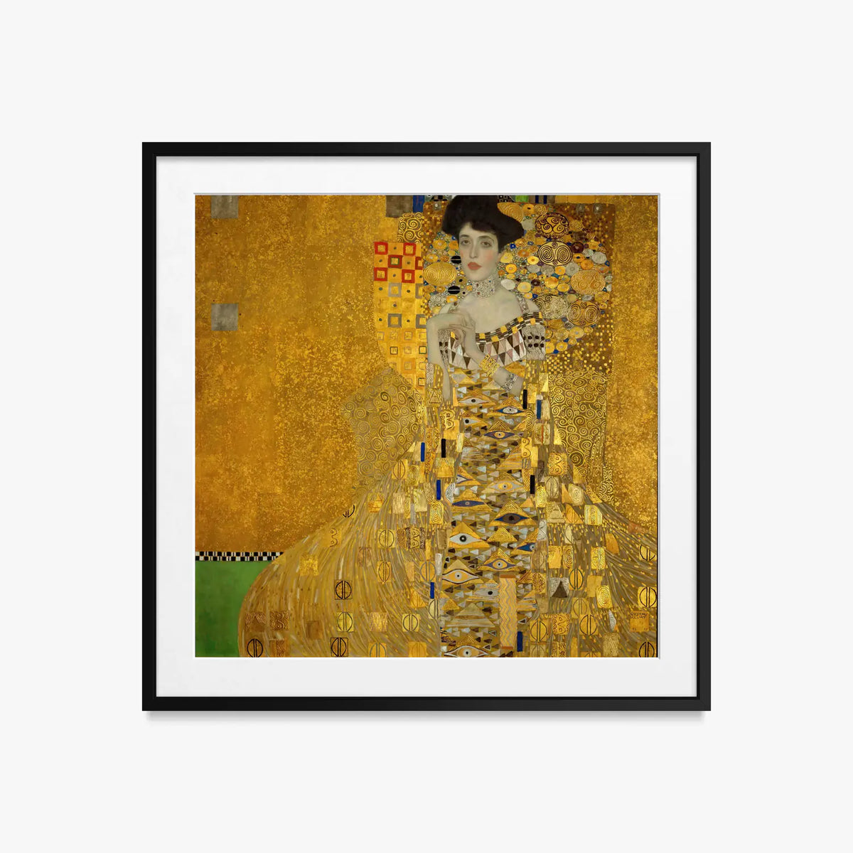 Ritratto di Adele Bloch-Bauer I - Gustav Klimt, opera di Gustav Klimt (Secessione Viennese), stampa con passepartout e cornice nera, 50x50cm