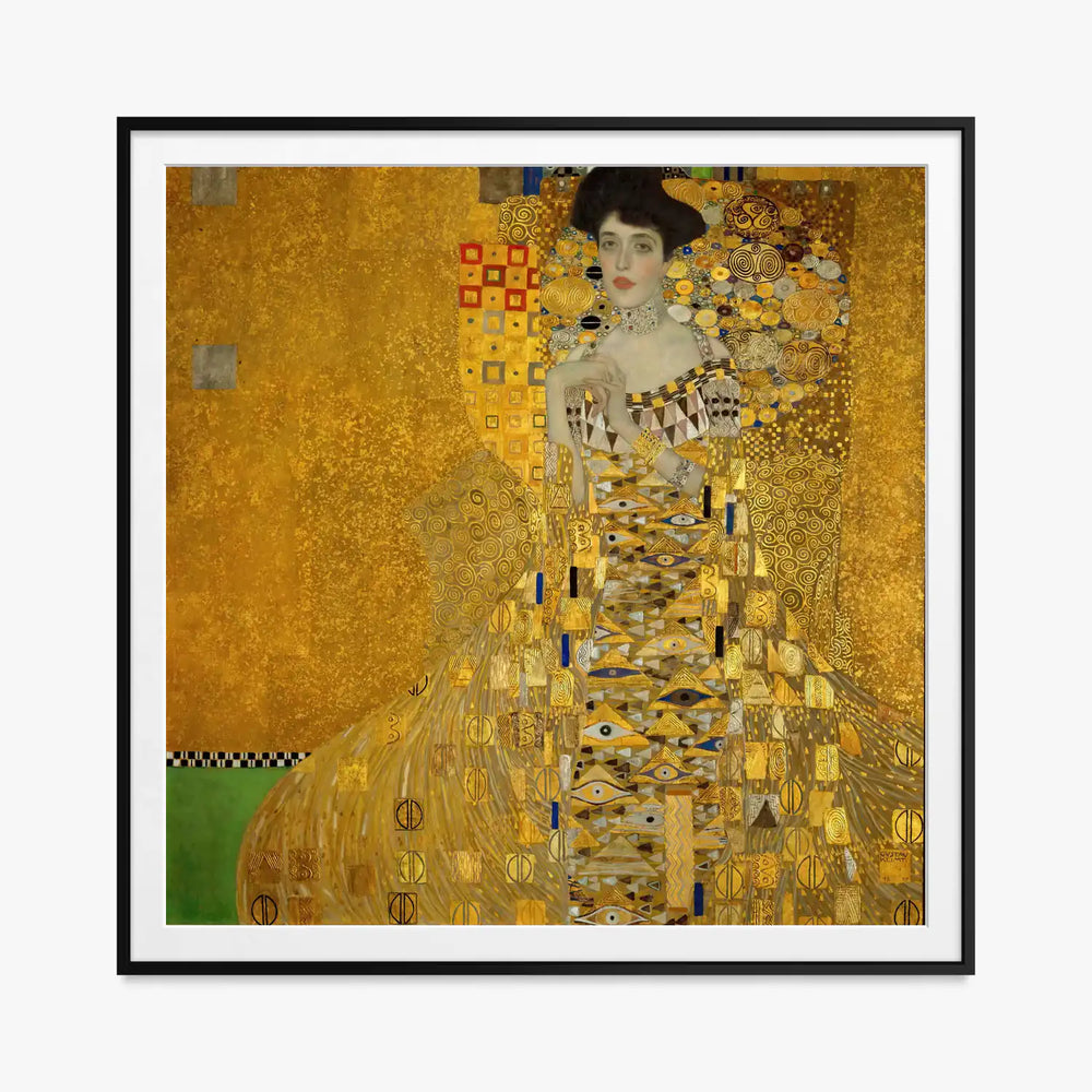 Ritratto di Adele Bloch-Bauer I - Gustav Klimt, opera di Gustav Klimt (Secessione Viennese), stampa con passepartout e cornice nera, 80x80cm