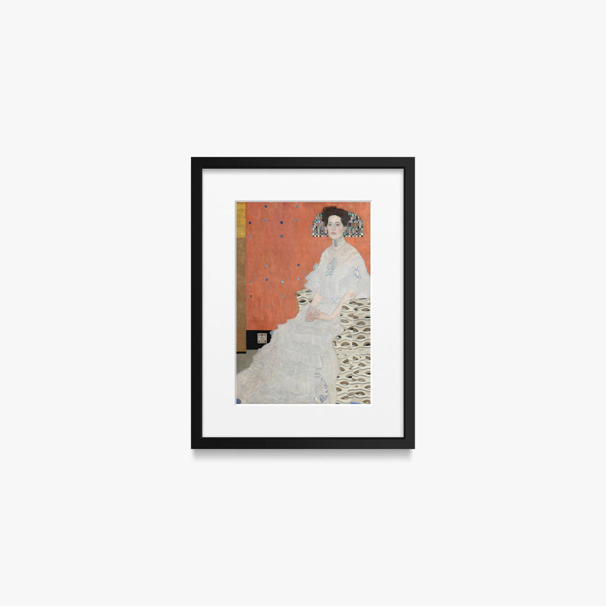 Ritratto di Fritza Riedler - Gustav Klimt, opera di Gustav Klimt (Secessione Viennese), stampa con passepartout e cornice nera, 30x40cm