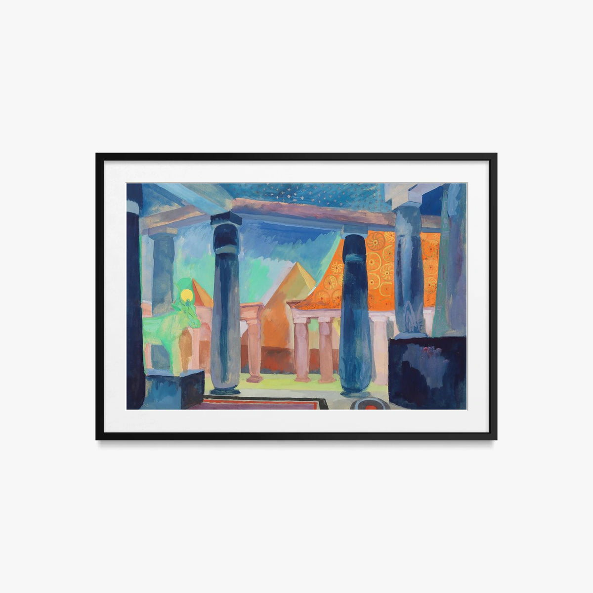 Scenografia per l'Oggetto Cleopatra - Robert Delaunay, opera di Robert Delaunay (Art Déco), stampa con passepartout e cornice nera, 85x60cm