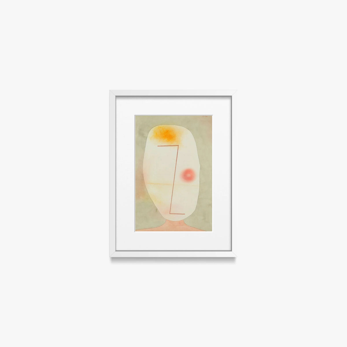 Senza Titolo, Testa - Paul Klee, opera di Paul Klee (Avanguardie), stampa con passepartout e cornice bianca, 30x40cm