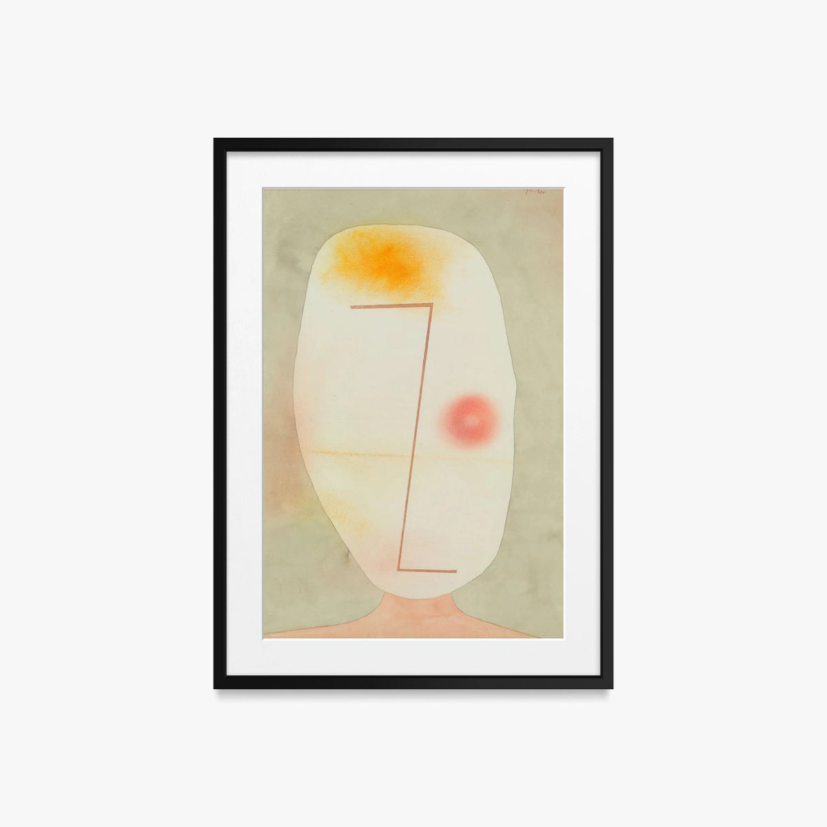 Senza Titolo, Testa - Paul Klee, opera di Paul Klee (Avanguardie), stampa con passepartout e cornice nera, 50x70cm