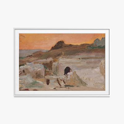 Siracusa (Il Teatro Greco, Sera) - Jan Ciągliński, opera di Jan Ciągliński (Egittologia), stampa con passepartout e cornice bianca, 115x80cm