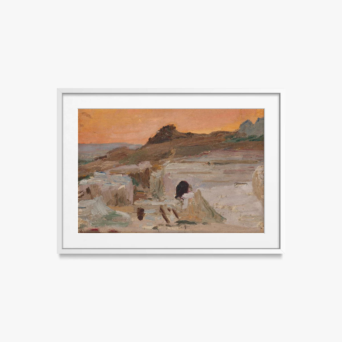 Siracusa (Il Teatro Greco, Sera) - Jan Ciągliński, opera di Jan Ciągliński (Egittologia), stampa con passepartout e cornice bianca, 70x50cm