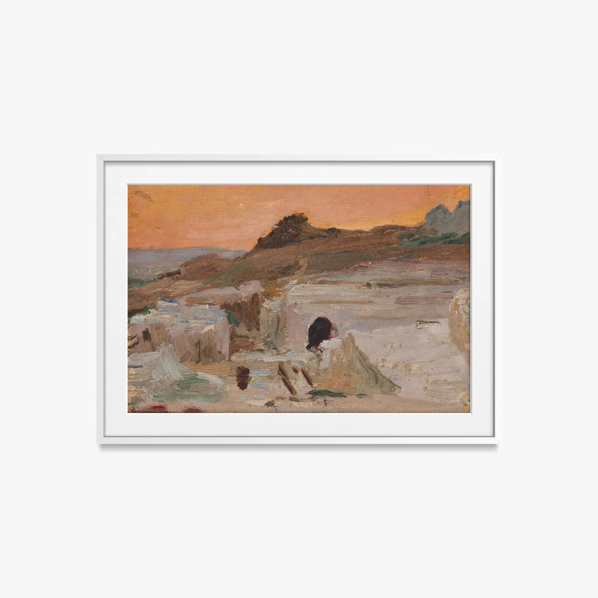 Siracusa (Il Teatro Greco, Sera) - Jan Ciągliński, opera di Jan Ciągliński (Egittologia), stampa con passepartout e cornice bianca, 85x60cm