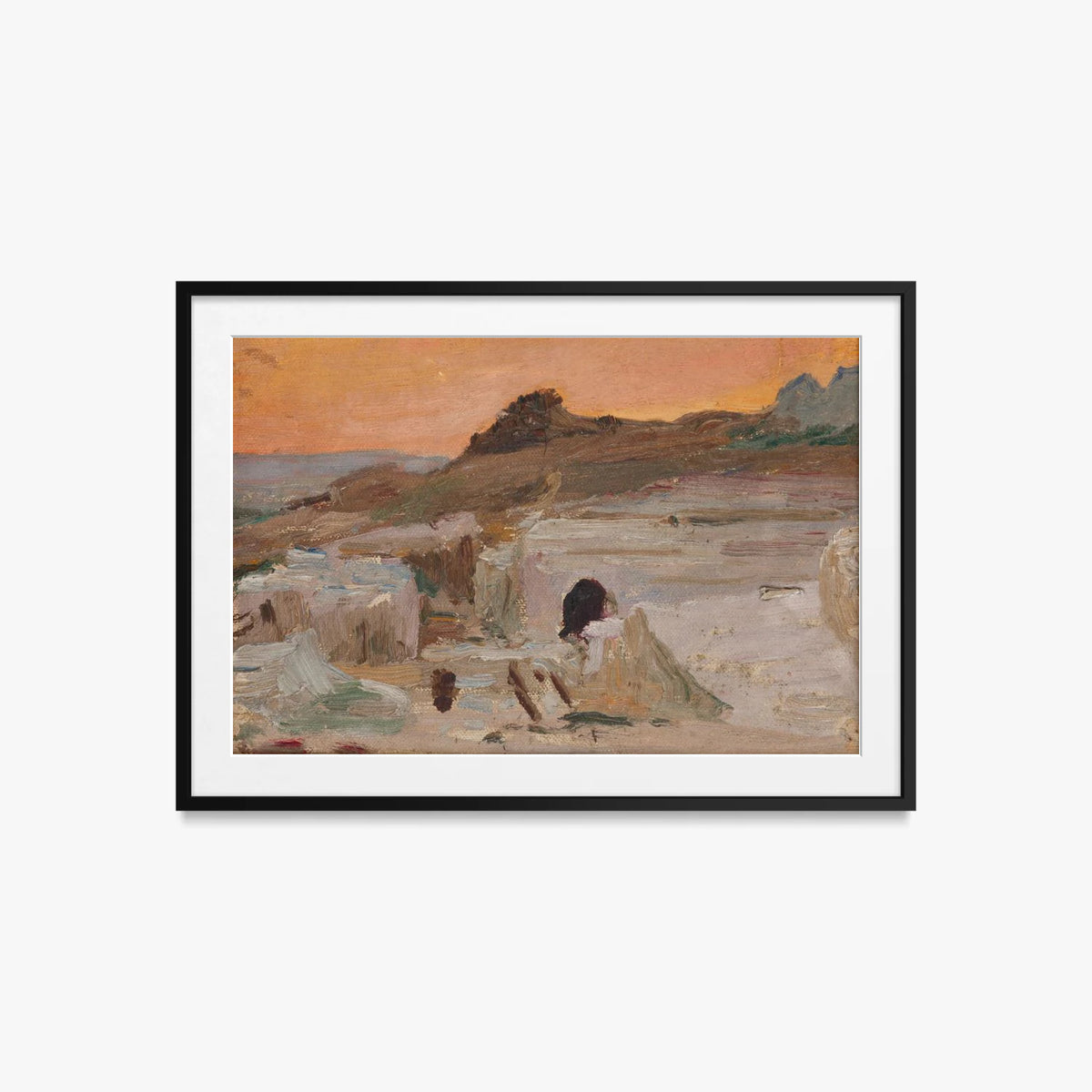 Siracusa (Il Teatro Greco, Sera) - Jan Ciągliński, opera di Jan Ciągliński (Egittologia), stampa con passepartout e cornice nera, 85x60cm